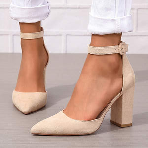 Women's Fashionable Pointed-toe Chunky Heel Pumps 41838234C