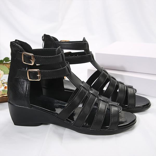 Women's Casual Zipper Wedge Roman Sandals 35362709S