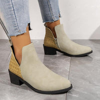 Women's Retro Stitched Chunky Heel Ankle Boots 22355257S