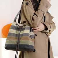 Women's Retro Spliced Canvas Shoulder Bag 62560427S