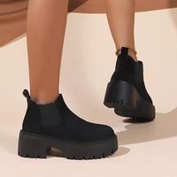 Women's Elastic Top Thick-Soled Chunky Heel Short Boots 43916342C