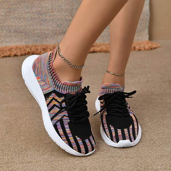 Women's Strap Flat Casual Woven Colorful Sneakers 14592719C