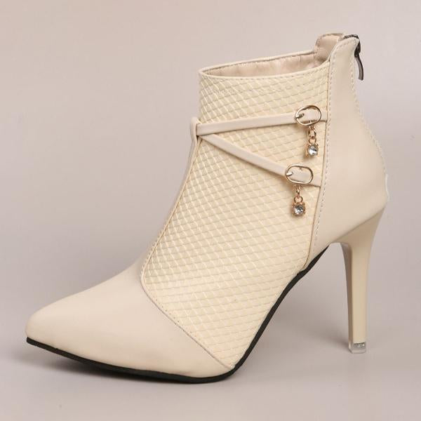 Women's Fashionable Rhinestone Stiletto Nude Boots 13498689S