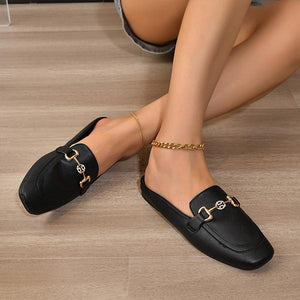 Women's Fashionable Half Slippers with Metal Buckle 54205963S