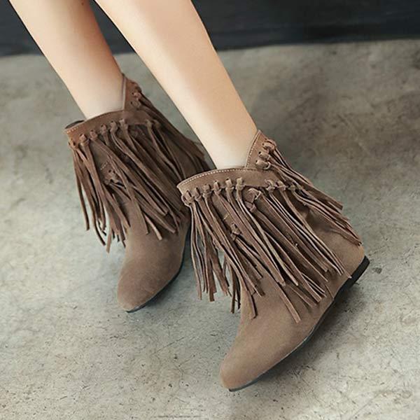 Women's Suede Fringe Ankle Boots 49472471C