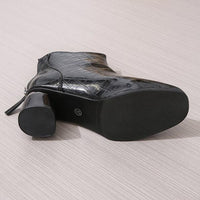 Women's Casual Crocodile Pattern Block Heel Short Boots 84571817S