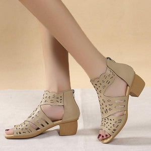 Women's Rhinestone Hollow Chunky Heel Sandals 06709409C