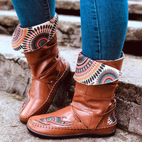 Women's Casual Ethnic Style Flat Mid-Calf Boots 37820467S