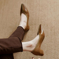 Women's Retro Chunky Heel Pointed Toe Pumps 00376255S