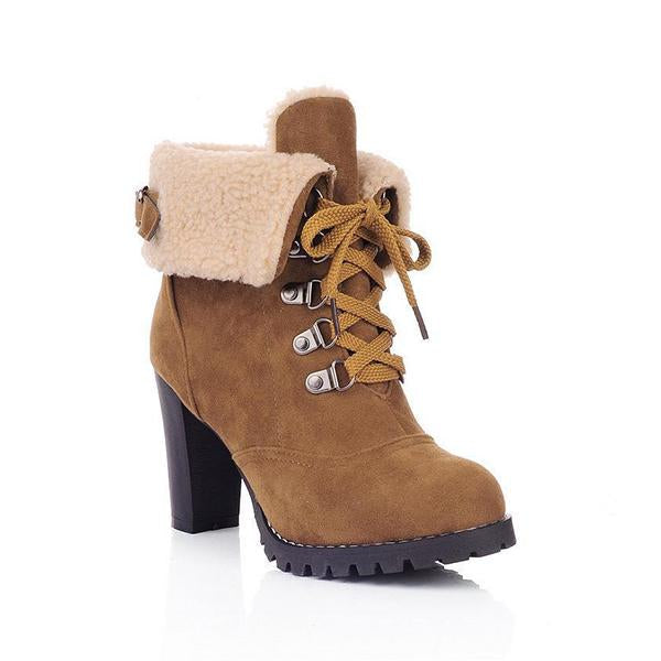 Women's Casual Lace-Up Chunk Heel Ankle Boots 98875767S