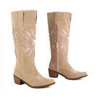 Women's Retro Star Square Toe Thick Heel Western Boots 09226515S