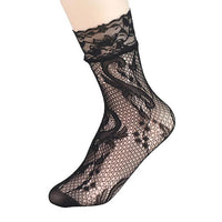 Cutout Sexy Black Jacquard Fishnet Short Socks 99218655C