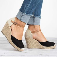 Women's Wedge Heel Color-Block Peep Toe Sandals 71908710C