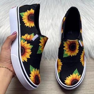 Women's Fashionable Casual Printed Flat Canvas Shoes 89865056S