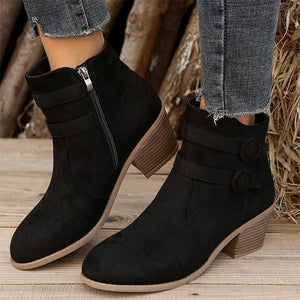 Women's Thick Heel Pointed Toe Medium Heel Short Boots 15867775C