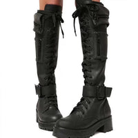 Women's Stylish Lace-Up Thick-Soled Motorcycle Boots 13283022S