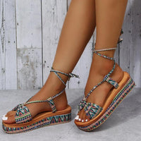 Women's Thick-Soled Bohemian Sandals with Ankle Straps 83327587S