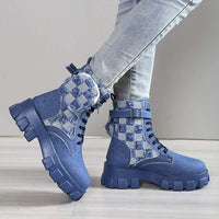 Women's Pocket Style Chunky Heel Fashion Lace-Up Mid-Cut Fashion Boots 70604493C