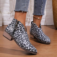 Women's Fashion Leopard Chunky Heel Ankle Boots 42901505S