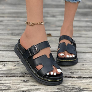 Women's Casual Buckle Decorated Thick Soled Slippers 36071994S