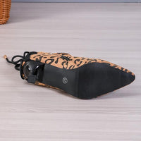 Women's Fashionable Leopard Print Lace-Up Stiletto Booties 87511637S