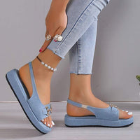 Women's Thick Sole Slip-On Chain Casual Roman Sandals 98204888C
