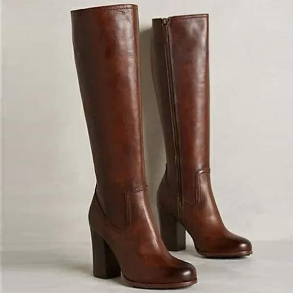 Women's Side-Zip Chunky High Heel Fashion Boots 63106999C