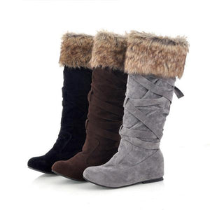 Women's Fashion Lace-up Plush Flat Snow Boots 11604612S