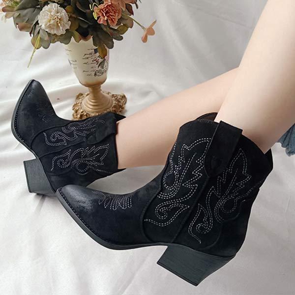 Women's Pointed Toe Chunky Heel Knight Boots 19039122C