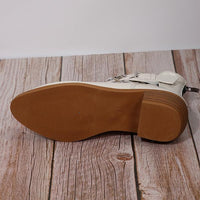 Women's Fashion Studded Belt Buckle Block Heel Boots 47105509S