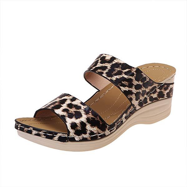 Women's Snake and Leopard Print Wedge Sandals 45397021C