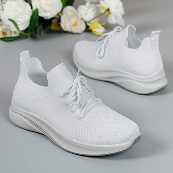 Women's Comfortable Lightweight Round Toe Lace-Up Running Mesh Shoes 76340311C