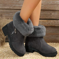 Women's Faux Fur-Cuffed Plush-Lined Cotton Boots 26467843C