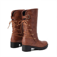 Women's Casual Everyday Back Lace Up Mid Boots 67589055S