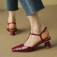 Women's Elegant Square Toe Block Heel Sandals 42968658C