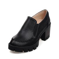 Women's Retro Slip-on Work Block Heel Shoes 49625208S