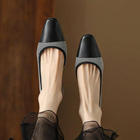 Women's Vintage Striped Stitching Thick Heel Pumps 85231044S