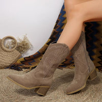 Women's Casual Square Heel Embroidered Rider Boots 07929270S