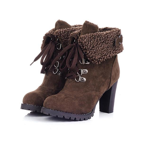 Women's Casual Lace-Up Chunk Heel Ankle Boots 98875767S