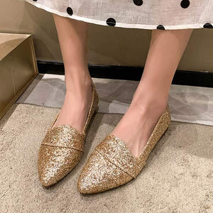 Women's Pointed-Toe Glitter Flat Shoes 38699008C