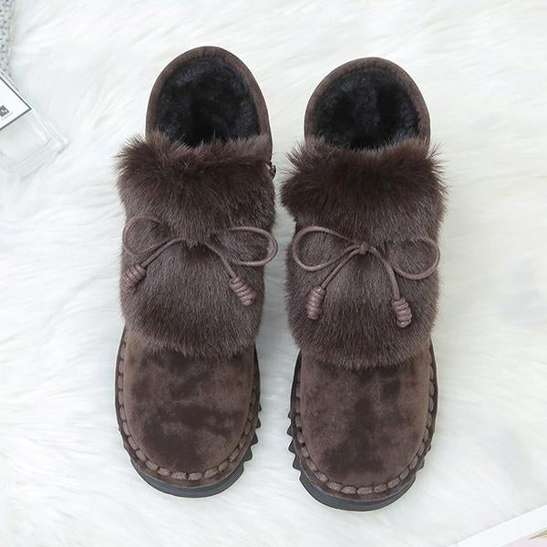 Women's Casual Soft Suede Bow Snow Boots 06007227S