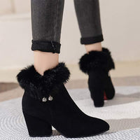 Women's Pointed-Toe Rhinestone Embellished Insulated Cotton Boots 45920585C