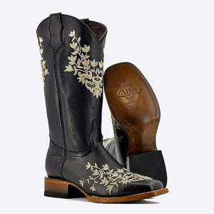 Women's Retro Low Heel Embroidered Mid-calf Boots 12498287S