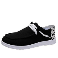 Women's Denim Leopard Cowhide Flat Shoes 01753876C