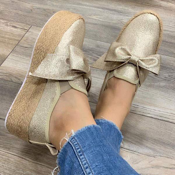Women's Round Toe Bowknot Shoes 81980033C