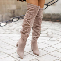 Women's Fashion Pointed Toe Suede Over the Knee Boots 22467713C