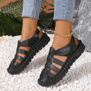 Women's Retro Casual Velcro Flat Roman Sandals 57977805S