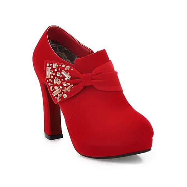 Women's High Heel Shoes with Deep Vamp and Butterfly Bow 88649443C