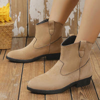 Women's Casual Simple Pointed Toe Chunky Heel Short Boots 50222563S