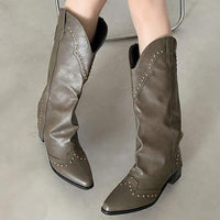 Women's Vintage Chunky Heel Knee-High Boots 35298905C